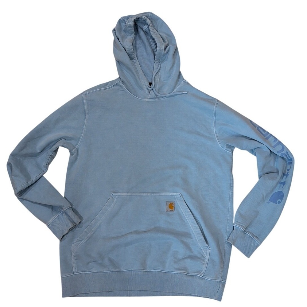 Carhartt Relaxed Fit Sleeve Logo Hoodie Light Blue Mens Medium